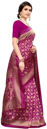 Elegant Printed Bollywood Art Silk Women Saree With Blouse Piece -Purple-thumb2