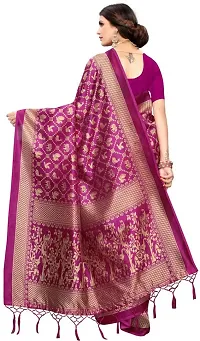 Elegant Printed Bollywood Art Silk Women Saree With Blouse Piece -Purple-thumb3