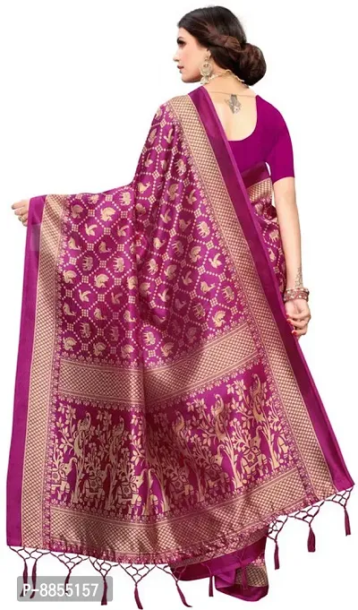 Elegant Printed Bollywood Art Silk Women Saree With Blouse Piece -Purple-thumb4