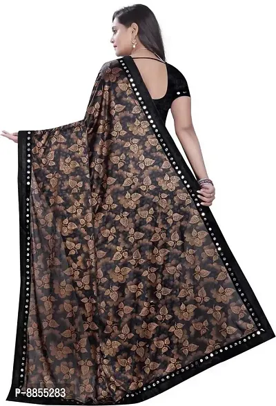 Elegant Printed Bollywood Lycra Blend Women Saree With Blouse Piece -Black-thumb2