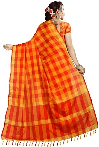 Elegant Checked Chettinadu Silk Blend Women Saree With Blouse Piece -Yellow-thumb1