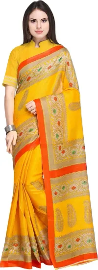 Reliable Bollywood Silk Women Saree With Blouse Piece -Yellow