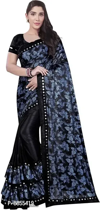 Elegant Self Pattern Bollywood Art Silk Women Saree With Blouse Piece -Black