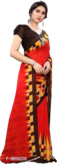 Elegant Printed Daily Wear Georgette Women Saree With Blouse Piece -Red-thumb2