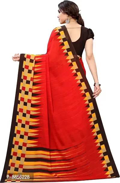 Elegant Printed Daily Wear Georgette Women Saree With Blouse Piece -Red-thumb3