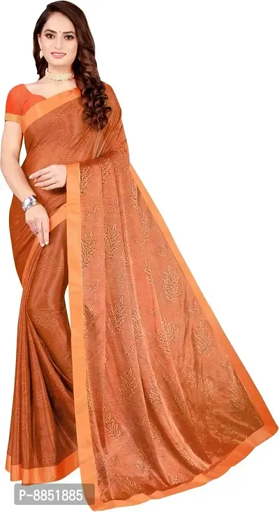 Elegant Self Pattern Ikat Net Women Saree With Blouse Piece -Orange-thumb0