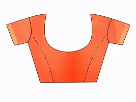 Elegant Self Pattern Ikat Net Women Saree With Blouse Piece -Orange-thumb1
