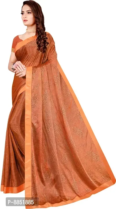 Elegant Self Pattern Ikat Net Women Saree With Blouse Piece -Orange-thumb4
