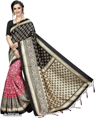 Elegant Printed Kalamkari Art Silk Women Saree With Blouse Piece