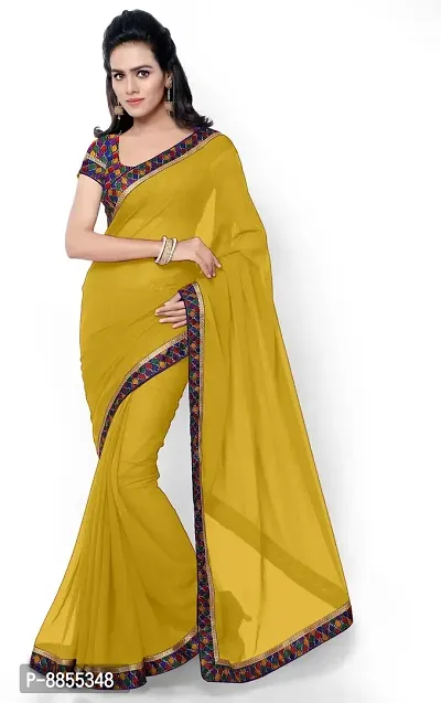 Elegant Bollywood Georgette Women Saree With Blouse Piece -Yellow