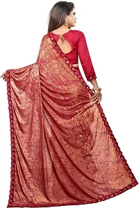 Elegant Printed Bollywood Lycra Blend Women Saree With Blouse Piece -Maroon-thumb1