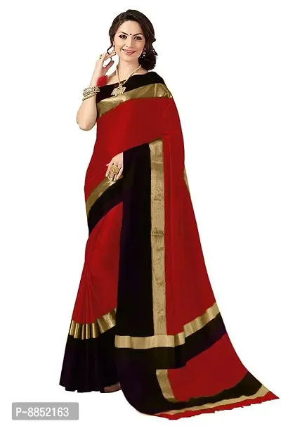Elegant Solid Daily Wear Cotton Silk Women Saree With Blouse Piece -Maroon-thumb0