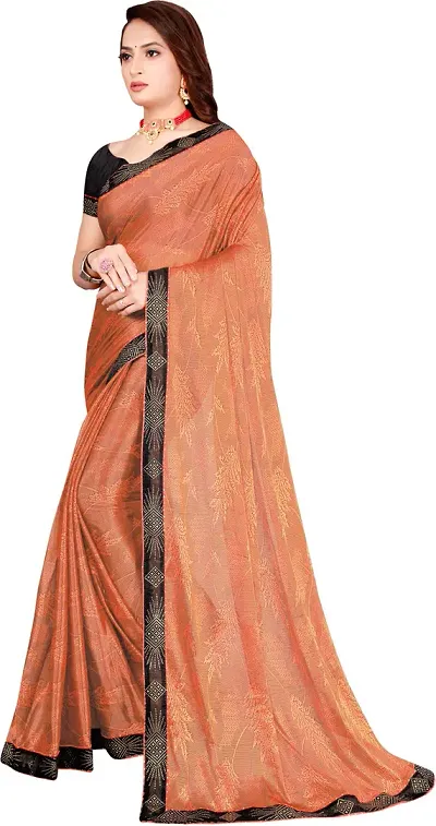 Stylish Lycra Bollywood Saree with Blouse piece For Women Pack Of 1