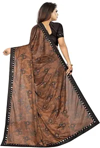 Elegant Printed Bollywood Lycra Blend Women Saree With Blouse Piece -Brown-thumb1
