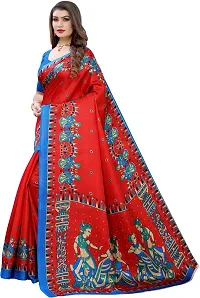 Elegant Printed Kalamkari Art Silk Women Saree With Blouse Piece -Red-thumb1