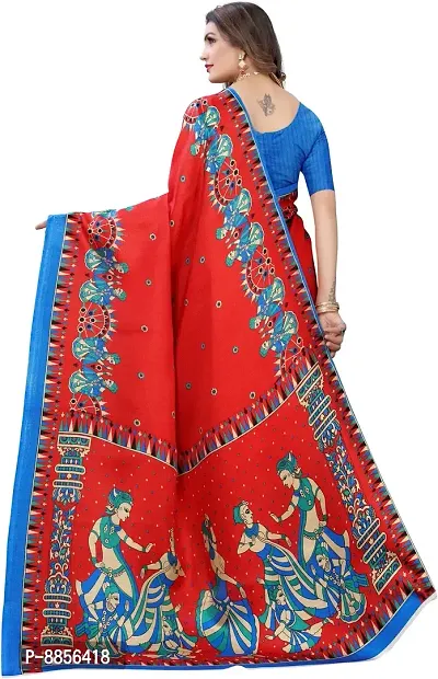 Elegant Printed Kalamkari Art Silk Women Saree With Blouse Piece -Red-thumb4