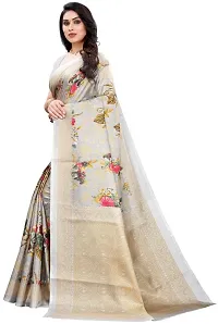 Elegant Printed Bollywood Art Silk Women Saree With Blouse Piece -Grey-thumb1