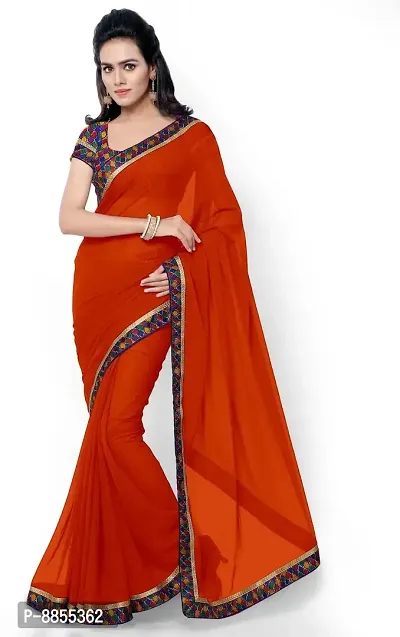 Elegant Bollywood Georgette Women Saree With Blouse Piece -Orange