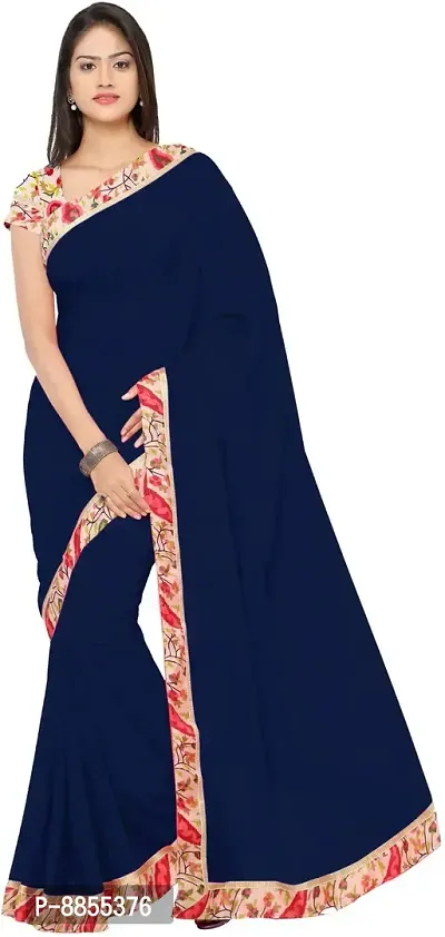 Elegant Bollywood Georgette Women Saree With Blouse Piece -Blue