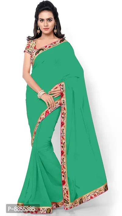 Elegant Bollywood Georgette Women Saree With Blouse Piece -Green