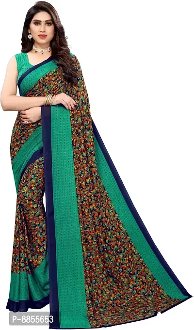 Elegant Printed Bollywood Georgette Women Saree With Blouse Piece -Light Green