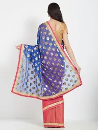 Elegant Bollywood Lycra Blend Women Saree With Blouse Piece -Blue-thumb1