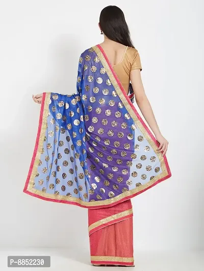 Elegant Bollywood Lycra Blend Women Saree With Blouse Piece -Blue-thumb2