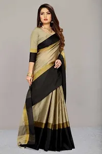 Elegant Self Pattern Assam Silk Women Saree With Blouse Piece -Black-thumb2