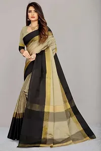 Elegant Self Pattern Assam Silk Women Saree With Blouse Piece -Black-thumb4