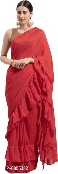 Elegant Bollywood Georgette Women Saree With Blouse Piece -Red
