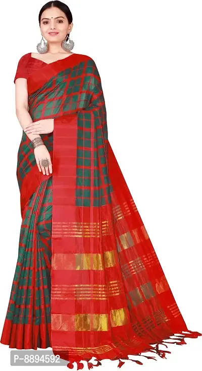 Beautiful  Cotton Silk Saree with Blouse piece-thumb0