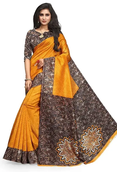 Fashionable Art Silk Printed Sarees with Blouse Piece