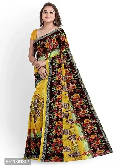 Beautiful Yellow Georgette Saree with Blouse piece