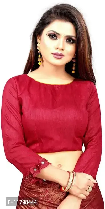 Beautiful Maroon Cotton Blend Saree with Blouse piece-thumb4