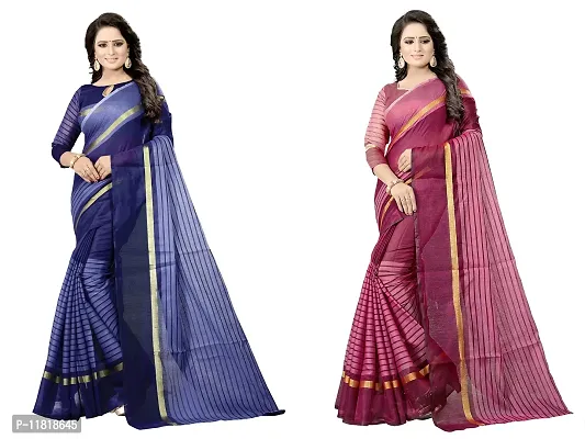 Beautiful Cotton Silk Saree with Blouse Piece Pack Of 2-thumb0