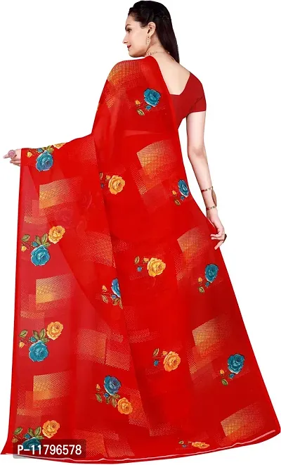 Beautiful Red Georgette Saree with Blouse piece-thumb3