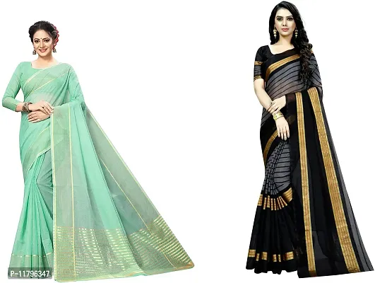 Beautiful Multicoloured Art Silk Saree with Blouse piece Pack Of 2-thumb0