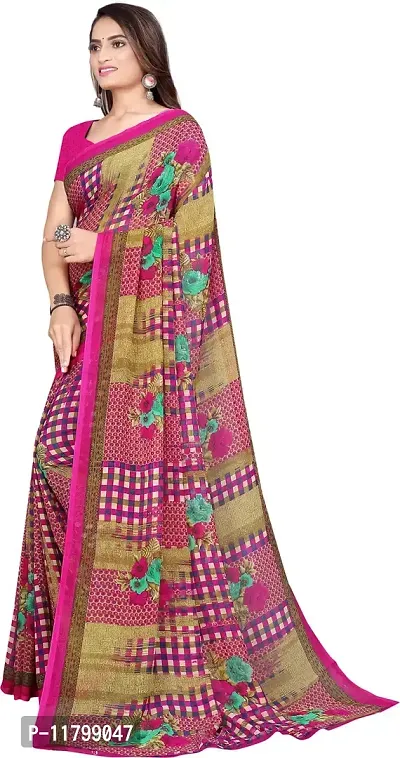 Beautiful Pink Georgette Saree with Blouse piece-thumb2