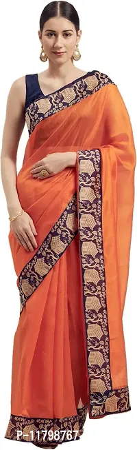 Beautiful Orange Art Silk Saree with Blouse piece