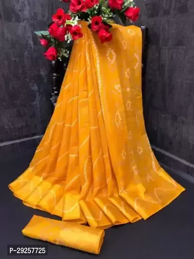 Stylish Art Silk Yellow  Saree with Blouse piece For Women-thumb0