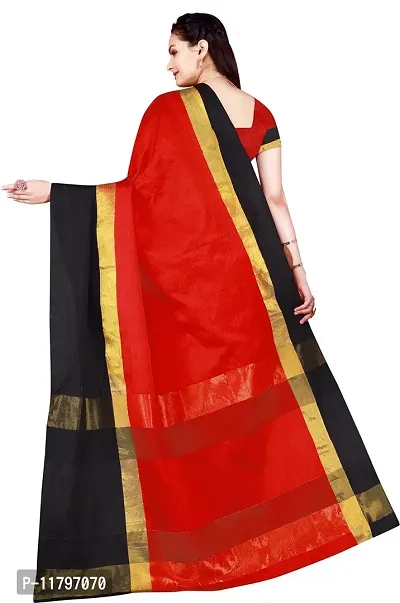 Beautiful Red Cotton Silk Saree with Blouse piece-thumb4