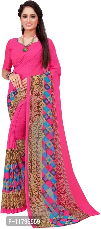 Beautiful Pink Georgette Saree with Blouse piece-thumb0