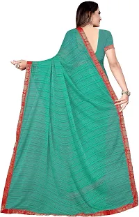 Beautiful Green Cotton Blend Saree with Blouse piece-thumb2