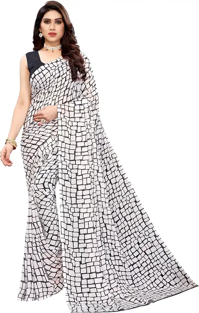 Alluring Georgette Printed Sarees With Blouse Piece