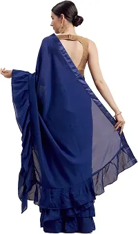 Beautiful Blue Art Silk Saree with Blouse piece-thumb1