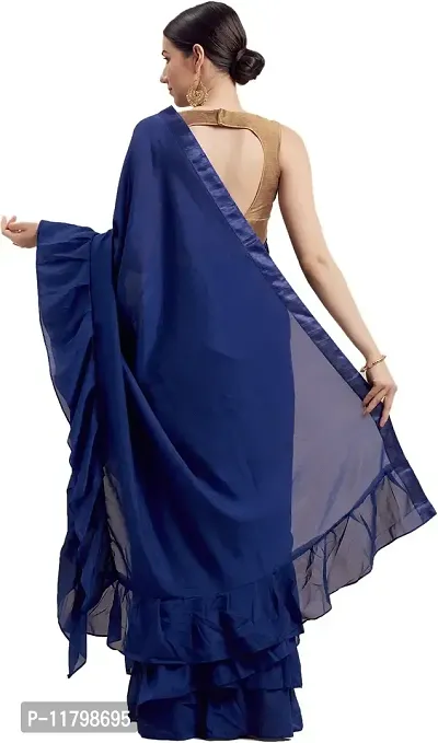 Beautiful Blue Art Silk Saree with Blouse piece-thumb2