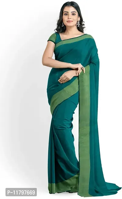 Beautiful Blue Cotton Silk Saree with Blouse piece-thumb0