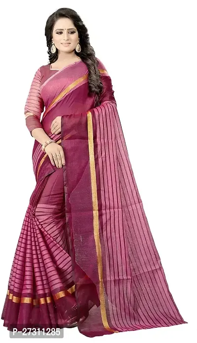 Fancy Cotton Silk Saree With Blouse Piece For Women-thumb0