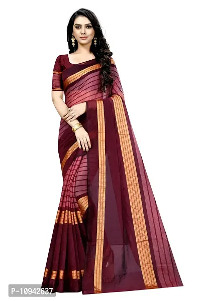 Stylish Cotton Blend Saree With Blouse Piece For Women Pack Of 2-thumb4