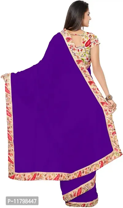 Beautiful Purple Georgette Saree with Blouse piece-thumb2